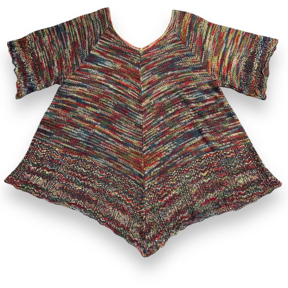 Womens Colorful Knit Sweater Pullover V Neck Lightweight Asymmetrical